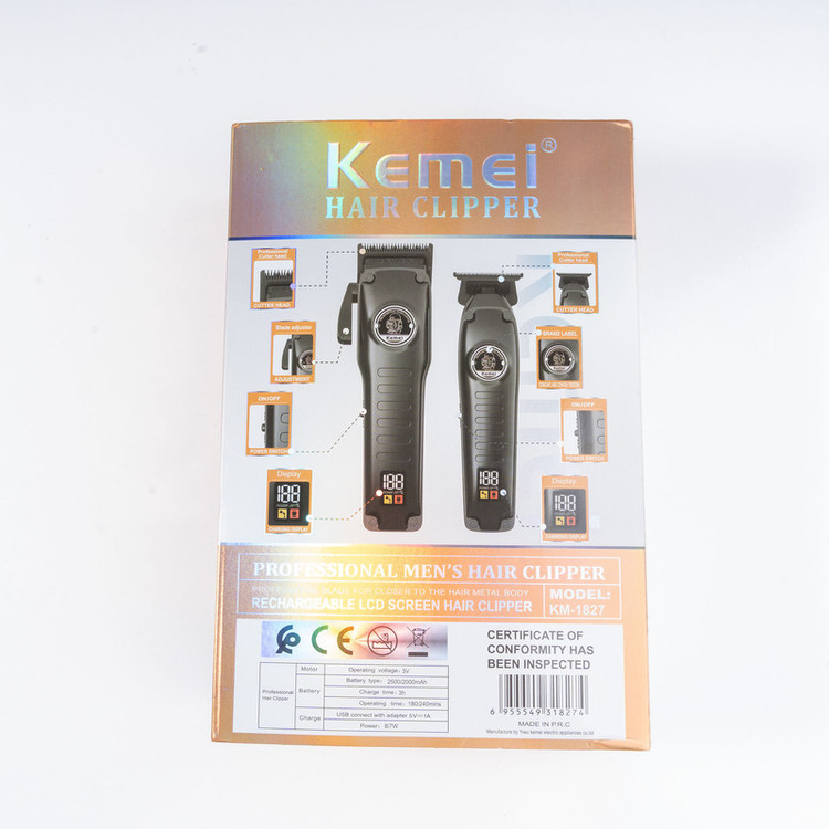 ست 2 عددی ماشین اصلاح سر و صورت کیمی مدل Kemei KM-1827 - استوک