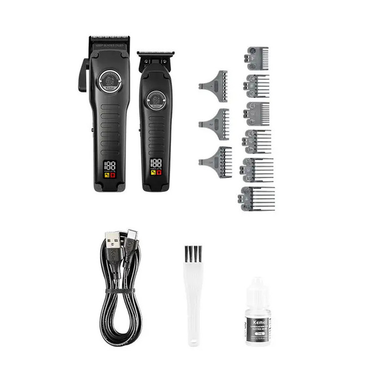 ست 2 عددی ماشین اصلاح سر و صورت کیمی مدل Kemei KM-1827 - استوک