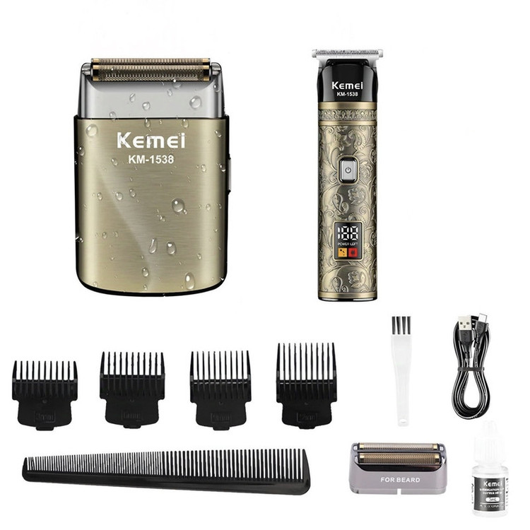 ست 2 عددی ماشین اصلاح موی صورت شارژی کیمی مدلKEMEI KM-1538 - استوک