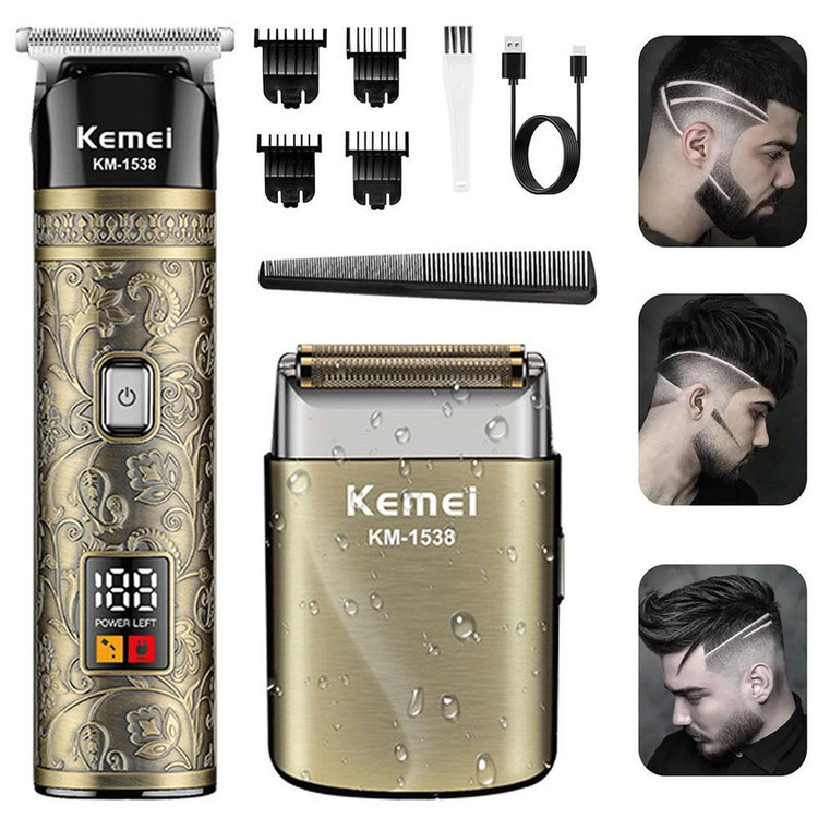 ست 2 عددی ماشین اصلاح موی صورت شارژی کیمی مدلKEMEI KM-1538 - استوک